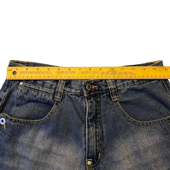 Rare VTG Y2K Southpole Embroidered Wide Leg Straight Denim Jeans Size 30 x 32 - Picture 7 of 15